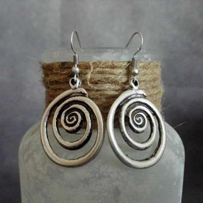 Retro Geometric Spiral Vintage Earrings European American Personalized Trend Irregular Earrings