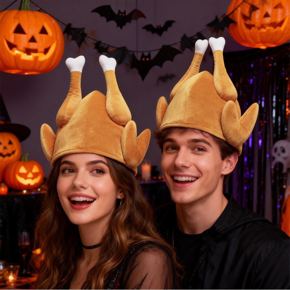 Roasted Turkey Hat, Thanksgiving Halloween Turkey Costume Funny Hat for Christmas Holiday Party Favors Party Supplies