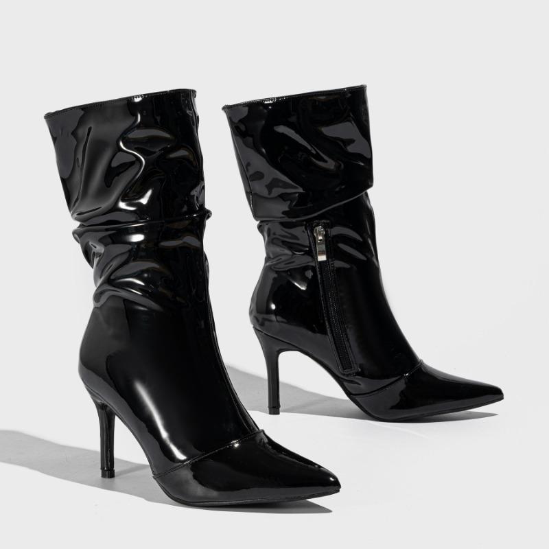 Thin Heeled Short Boots for Fashionable Outdoor Fashion Shows, Pointed and Simple Women's Boots 35-42 Womens Shoes