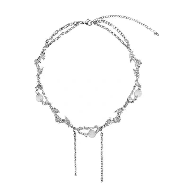 Light Luxury Niche High-End Moonstone Necklace Female Sweet And Cool Personality Versatile Design Sense Pure Desire Collarbone Chain