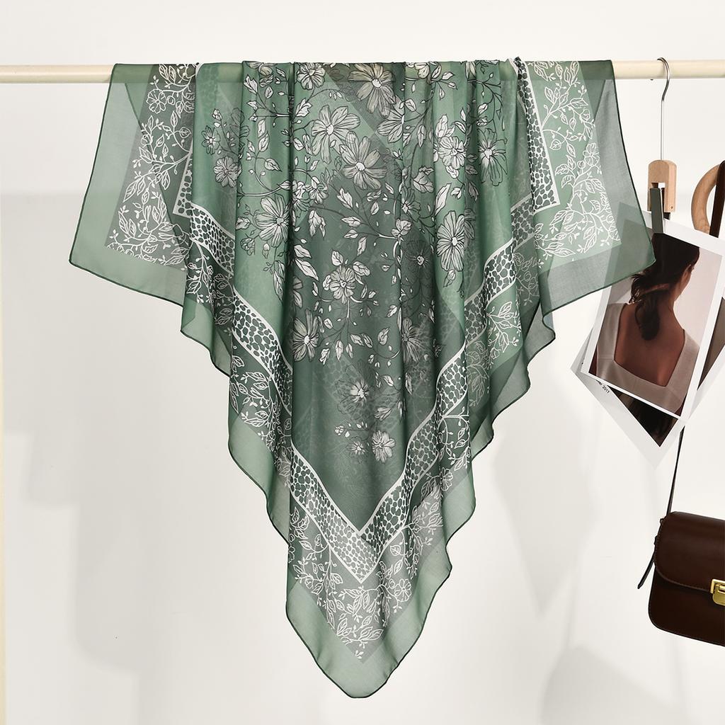 Square Hijab Scarf with Lace Sarong Yarn Printing Sunscreen Scarf Indonesia Turban  High Quality New