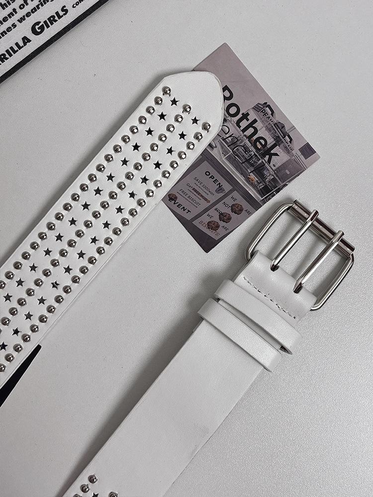

Персонализированный пояс для женщин, панк-девушек, звездный заклепочный широкий ремень, двубортный пояс с печатью Spice Girl, пояс N 105cm