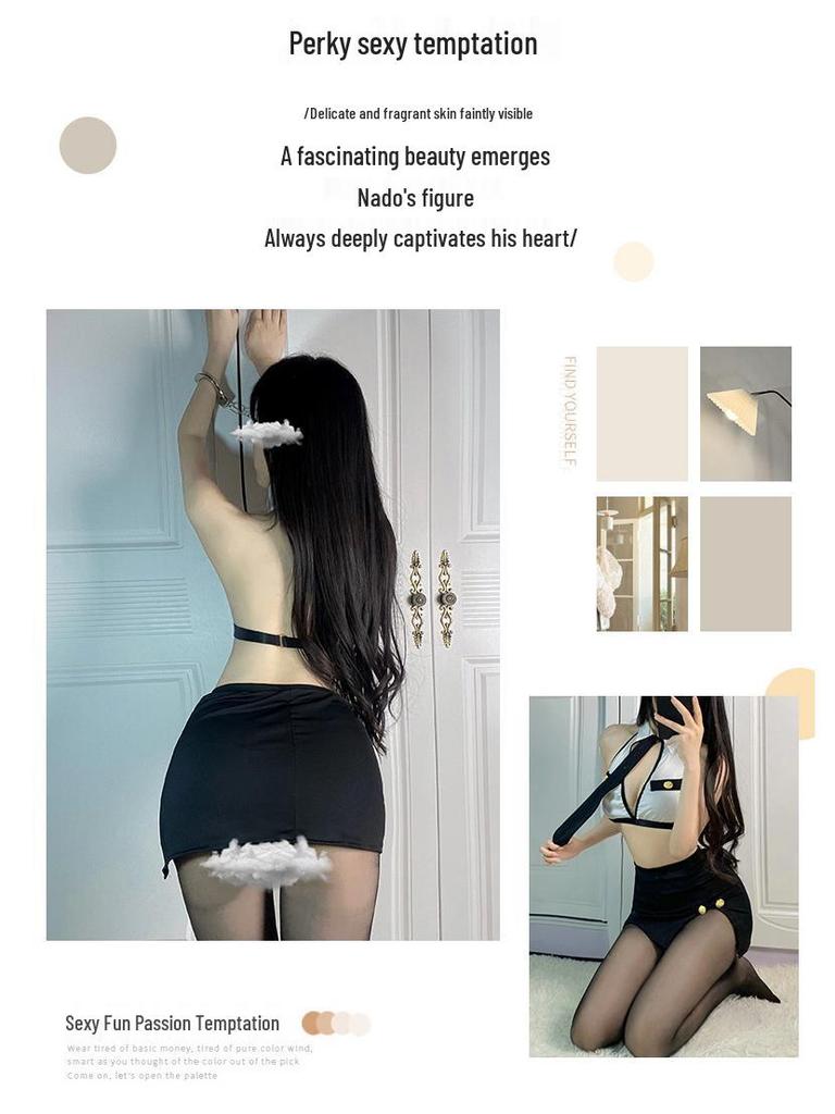 Sexy Police & Flight Attendant Roleplay Lingerie Set - Temptation Bodycon Skirt & Secretary Outfit for Couples