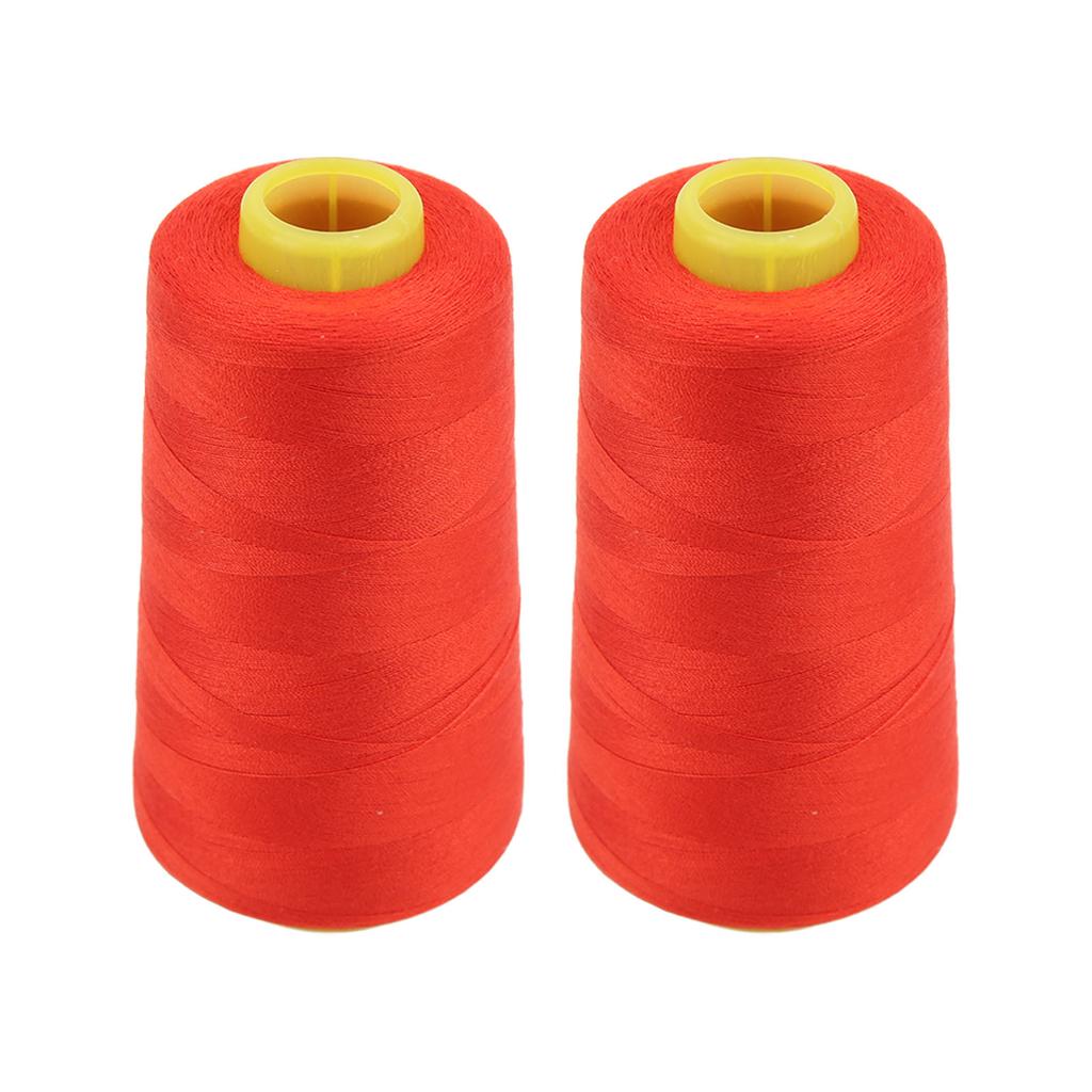 2PCS Serger Thread High Strength Sturdy Durable Polyester Red Sewing Thread for Daily Quilting