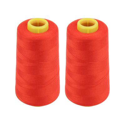2PCS Serger Thread High Strength Sturdy Durable Polyester Red Sewing Thread for Daily Quilting