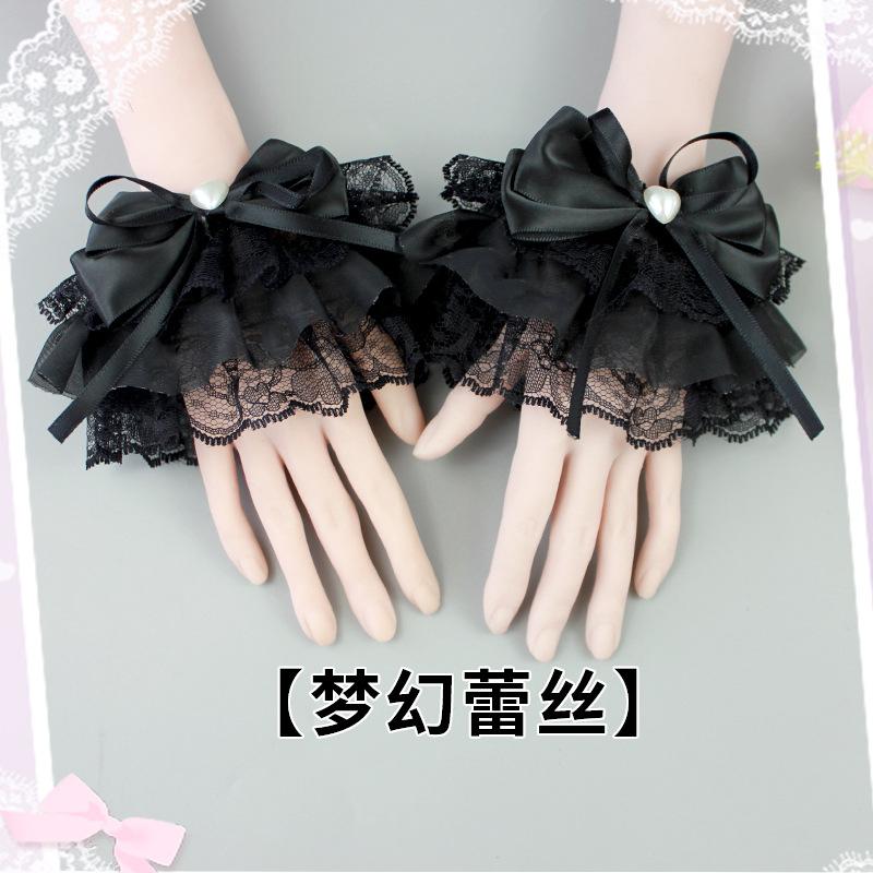 

Сладкие Милые Кружевные Накладные Рукава Бант Манжеты на Запястье Декоративные Напульсники для Свитера Короткие Митенки для Девочек Чаепитие