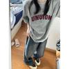 Unisex Retro American Cotton Short Sleeve T-shirt, Plus Size, Loose Fit Hong Kong Style Half Sleeve for Couples