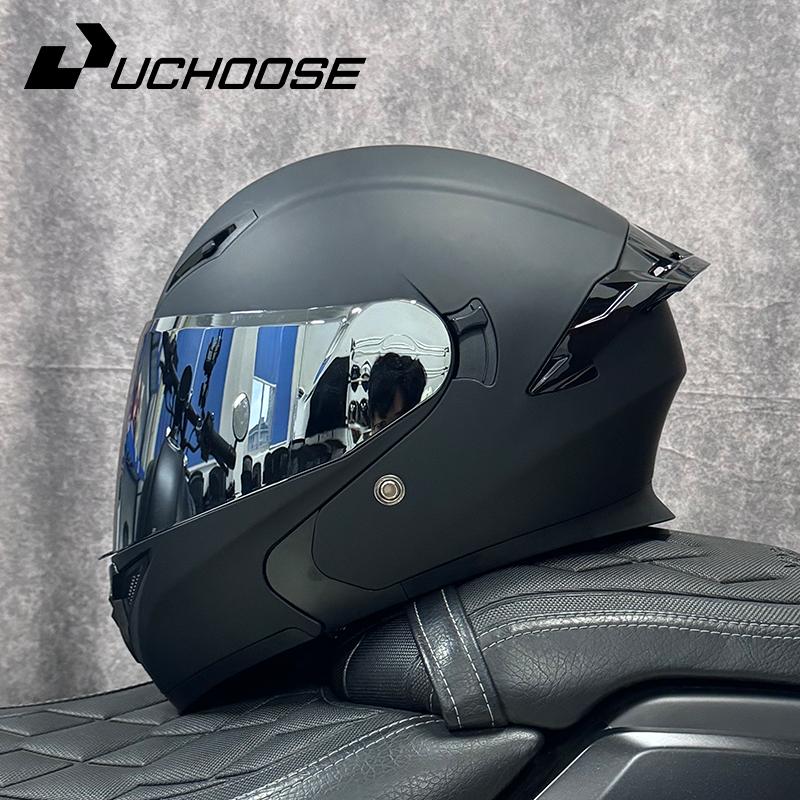 DOT Uchoose Approved Helmets Crash Motorbike Protective Gear Men Women Flip Up Helmet Motorcycle Visor Double Sun