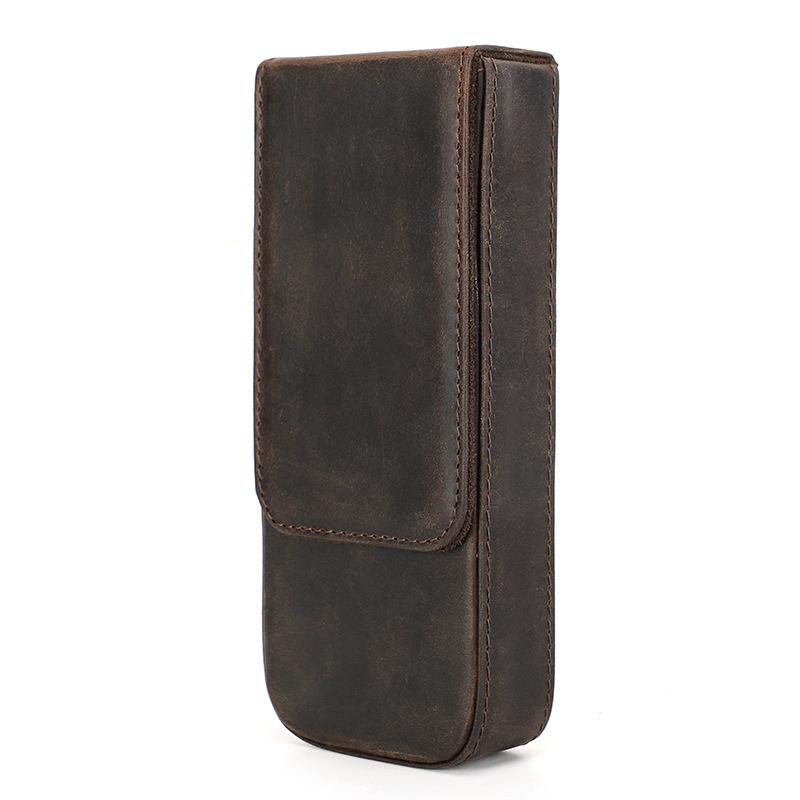 

Пенал из кожи Crazy Horse, набор из трех штук, ручная работа, магнитный выдвижной ящик, студенческий пенал для хранения ручек 3 темно-коричневого