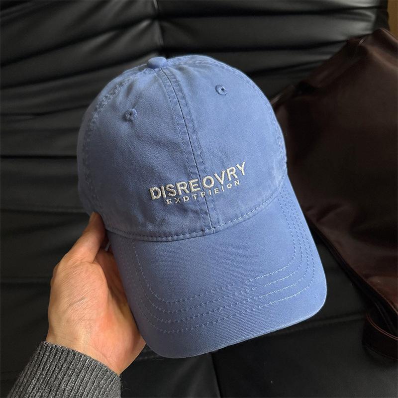 Spring Japan and Korea blue embroidered baseball cap women's wide brim big head circumference quality cap men's face small hat