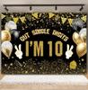 Schwarz Gold Rosa Blau Ballonband Thema Hintergrund, Geschenk zum Erwachsenwerden 18. Geburtstag Party Dekoration Fotografie Hintergrundtuch