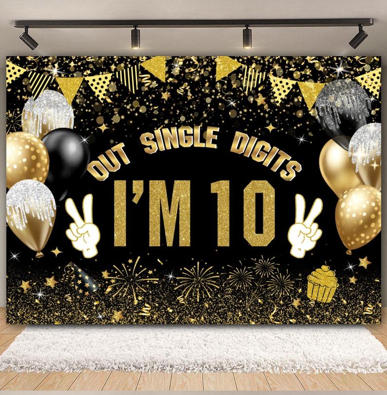 Schwarz Gold Rosa Blau Ballonband Thema Hintergrund, Geschenk zum Erwachsenwerden 18. Geburtstag Party Dekoration Fotografie Hintergrundtuch