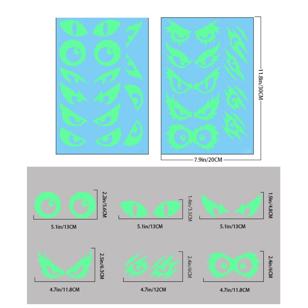 2 Sheet Fluorescent Window Sticker Ghost Pumpkin Eye Pattern Wall Decals Static-cling Stickers Door