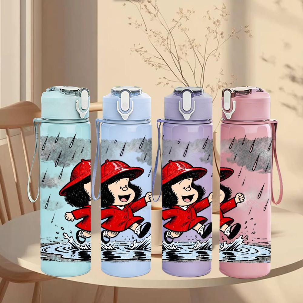 1PC Little Red Riding Hood Folk Cartoon 750ml Color Plastic Sports Water Bottle Leakproof Flip Straw Lid Suitable for Sports Office Home Use