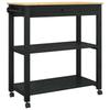 Kitchen Trolley MONZA Black 84 X 40 X 88.5 Cm Solid Pine Wood