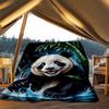 1pc Panda Bamboo Outdoor Blanket - Soft Flannel Cozy for Travel & Camping - All-Season Warm Bed Cover, Machine Washable yy251229104