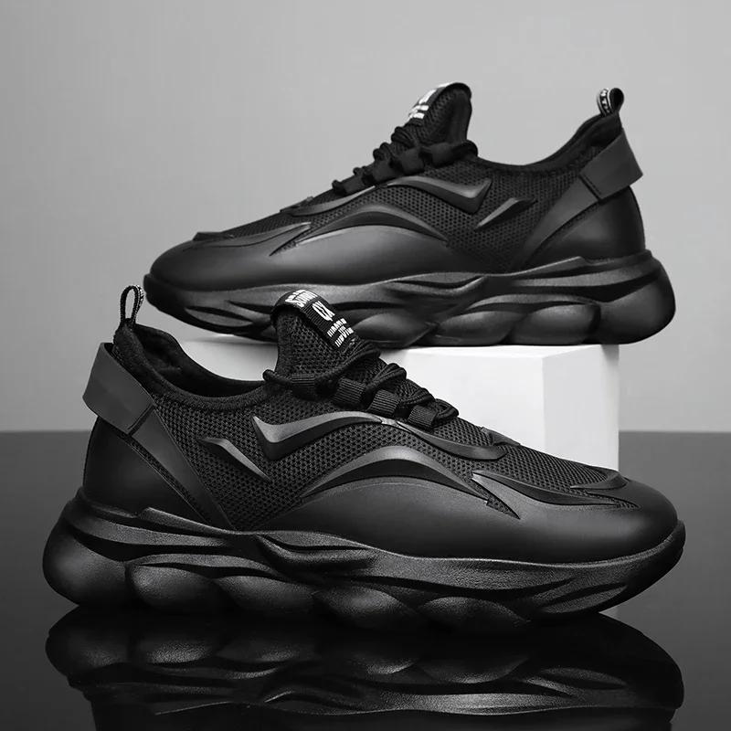 Letnie Oddychające Sneakersy Męskie Modne Outdoorowe Casualowe Sneakersy Męskie Projektanckie Czarne Uniwersalne Buty na Platformie Tenis Para Hombre