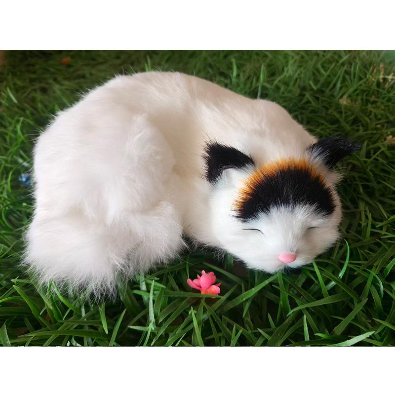 Ev Dekorasyonu İçin El Yapımı Gerçek Kürk Kedi Model Peluş Süs