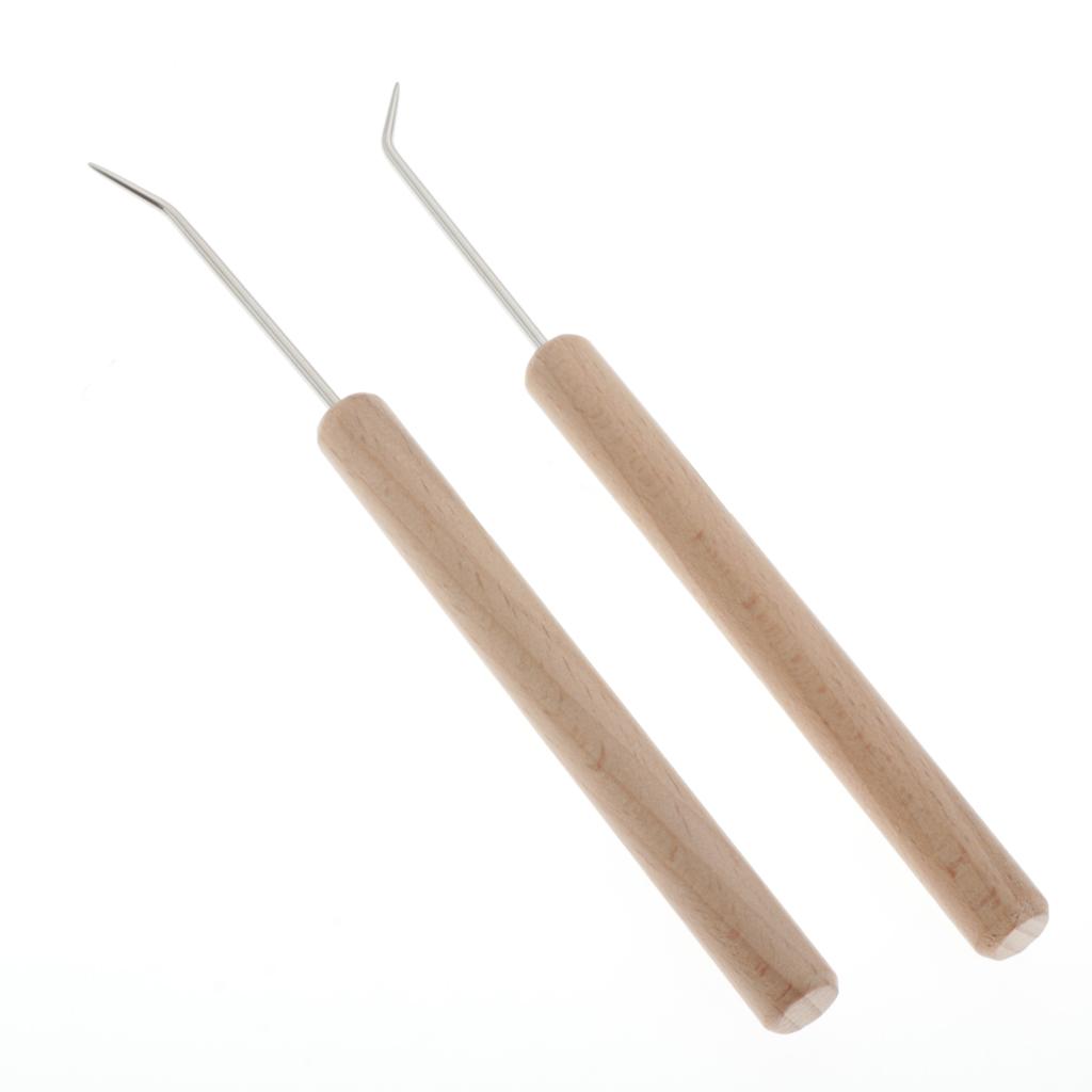 4Pcs Wooden Handle Crochet Hooks Knitting Weaving