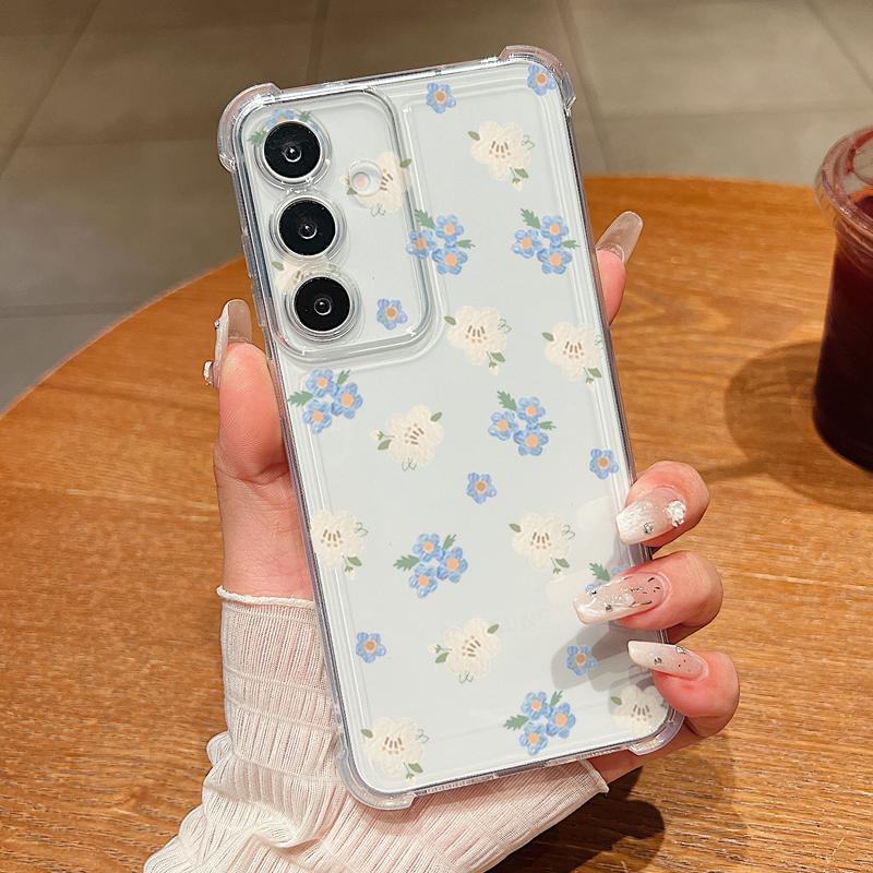 Colorful Flowers Pattern Phone Case For Samsung Galaxy S26 S25 S24 S23 Ultra S22 Plus S21 S24 S25 FE Clear Shockproof Soft Cover