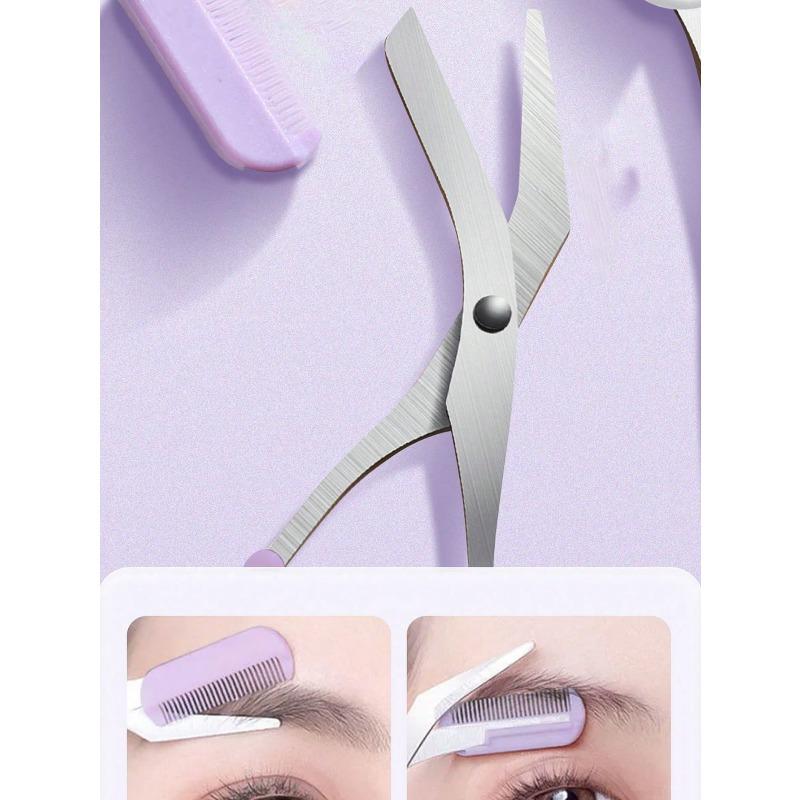 4Pcs/set Stainless Steel Eyebrow Trimmer Scissors With Comb, Beauty Tools, Unisex, Eyebrow Scissors Makeup Tool