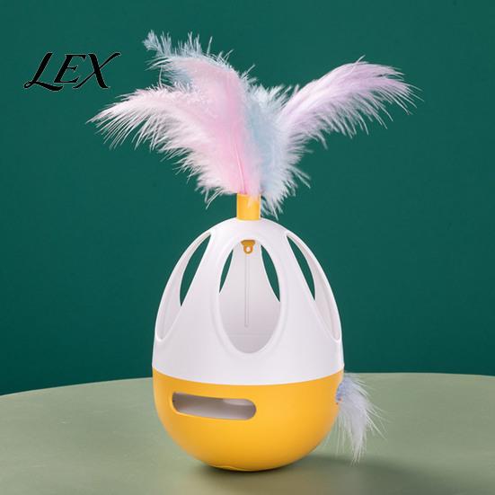 Automatic Wobble Toys for Cats Interactive Cat Toy, 360 Degree Rotating Feather Chirping Electronic Sound, Touch Activated Toy Indoor Pouncing Batting