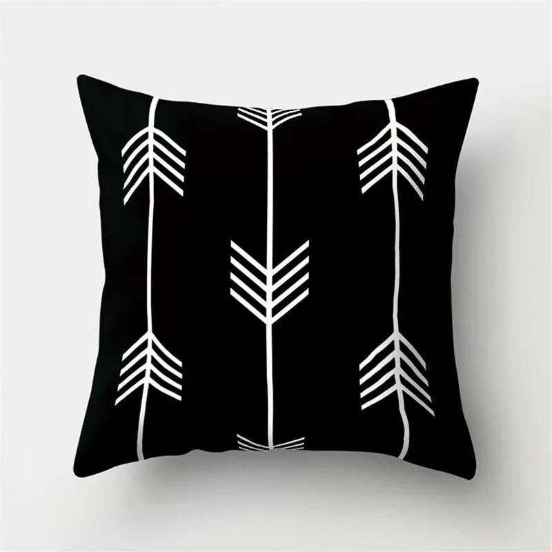 White Black Geometric Cushion Cover x Pillowcase Sofa Decor Polyester Home