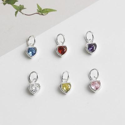 Colgante de Amor: Joyería de Plata de Ley S925 con Zircón de Color en Forma de Corazón, Pulsera o Collar Hecho a Mano DIY.