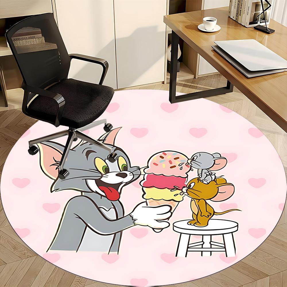 1pc Tom Jerry Office Round Area Rug, Bedroom Living Room Home Decor, Room Deco, Offic a1016160
