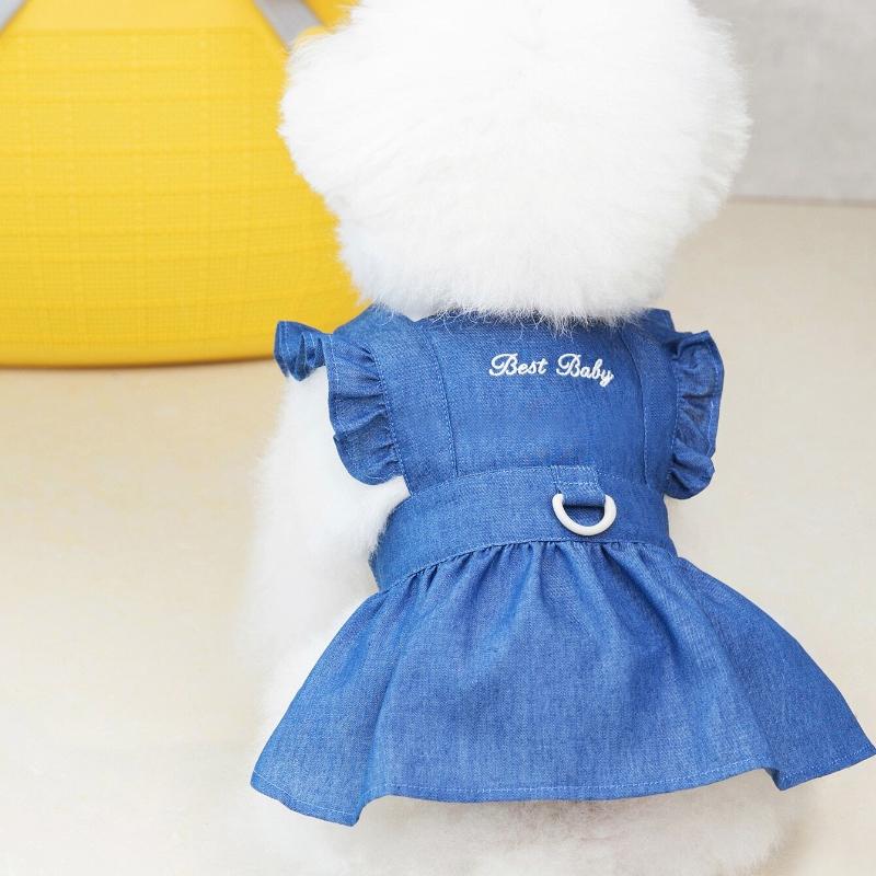 1pc Letter Embroidered Ruffle Trim Pet Dress for Cat and Dog for Party