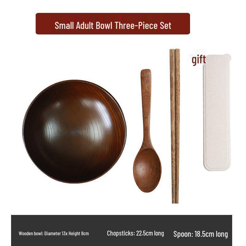 Japanese Jujube Wood Bowl for Adults & Kids, Solid Wood Noodle Bowl, Versatile Home Tableware