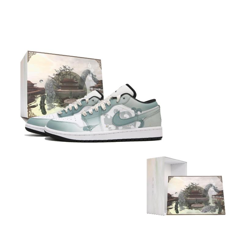 

Jordan Air Jordan 1 Slip Resistant Abrasion Resistant Low top Vintage Basketball Shoes Women s White Green DC0774-101(Team24-S-BOX) 40