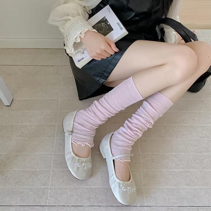 Sweet Girls Leg Warmers Women Summer Mesh Thin Breathable Loose Long Socks Leg Warmers Kawaii Lolita Cute Ruffle Socks Stockings