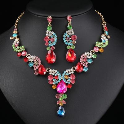 3pcs Exquisite Luxury Zircon Inlaid Water Droplet Necklace Earrings Zircon Set Bride Wedding Banquet Party Holiday Gift