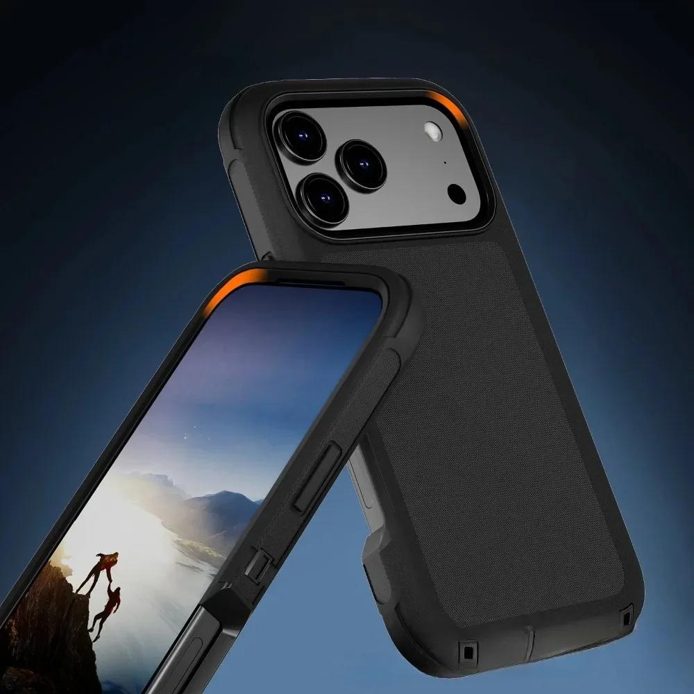 3IN1 Defender Armor Military Grade Shockproof Cases for IPhone 17 Pro Max Air 16 E 15 14 Plus 13 12 11 OTTBOX Rugged Armor Protective Cover