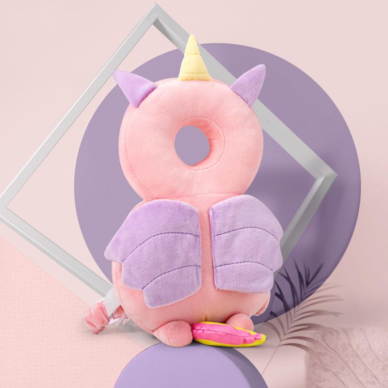 Kleinkind Anti-Kollisionskissen Atmungsaktiver Kopfschutz für Baby Walker Anti-Fall Tier Plüschkissen Verstellbarer Riemen Rückenkissen