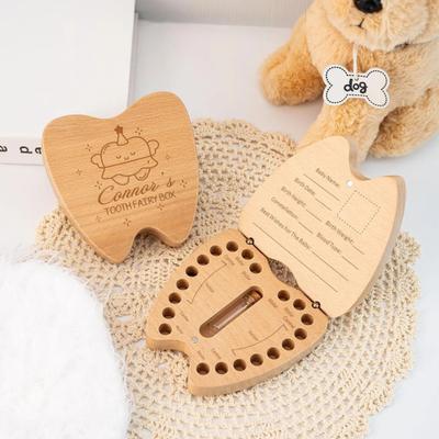 Dřevěná krabička na mléčné zuby Úložný box na mléčné zuby Vitrína na zuby pro děti