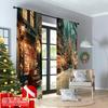 2pcs 2D flat printing Merry Christmas Curtains snowy street scene Durable 100% Polyester Fabric Without Electricity Festive