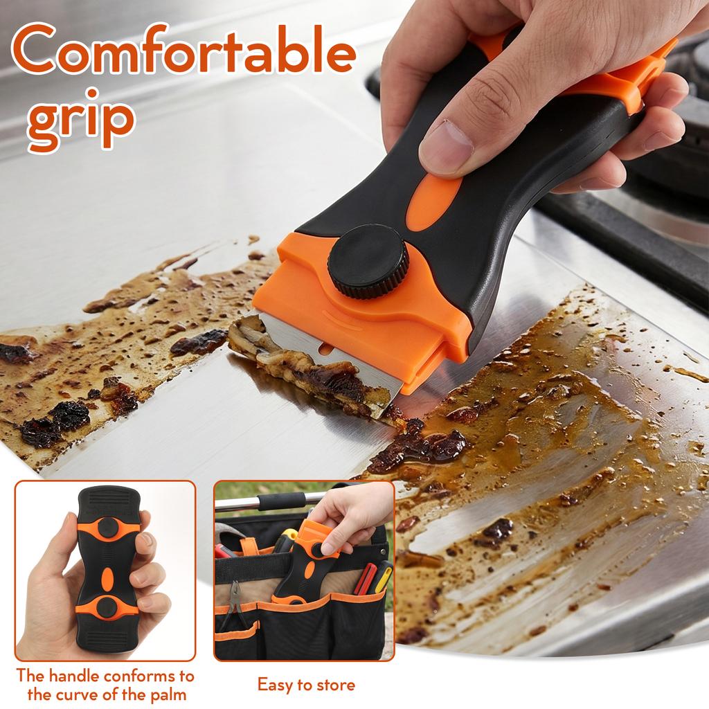 Double Head Blade Scraper Plastic & Metal Scraper Remover Tool with Blades for Labels Stickers Decals Tint Vinyl Removal Grease