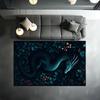 Mystic Dragon Forest Carpet - Deep Blue Green Serpent Rug with Lush Botanical Pattern Non-Slip Floor Mat for Enchanted Decor
