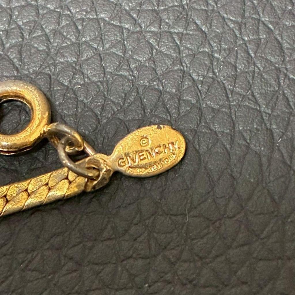 Used GIVENCHY necklace Kihei g logo rhinestone gold