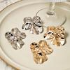 Stainless Steel Petal Stud Earrings for Women Girls Irregular Flower Vintage Exaggerate Big Earrings Party Jewelry Gifts