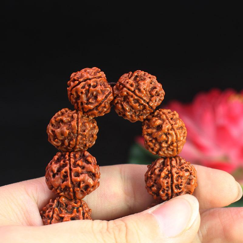 Natural 5-Lobed Rudraksha Bodhi Seed Prayer Beads Bracelet