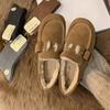 Soft Leather Version~ Birkenstock Shoes Women's Retro 2025 Winter One-pedal Doudou Shoes Women's Flat Bottom Ugly Cute Velvet Warm Cotton Shoes