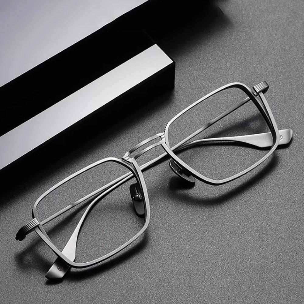 Vintage Kwadratowe Oprawki Okularowe Męskie Markowy Design Metalowe Optyczne Okulary Męskie Retro Korekcyjne Krótkowzroczność Oprawki