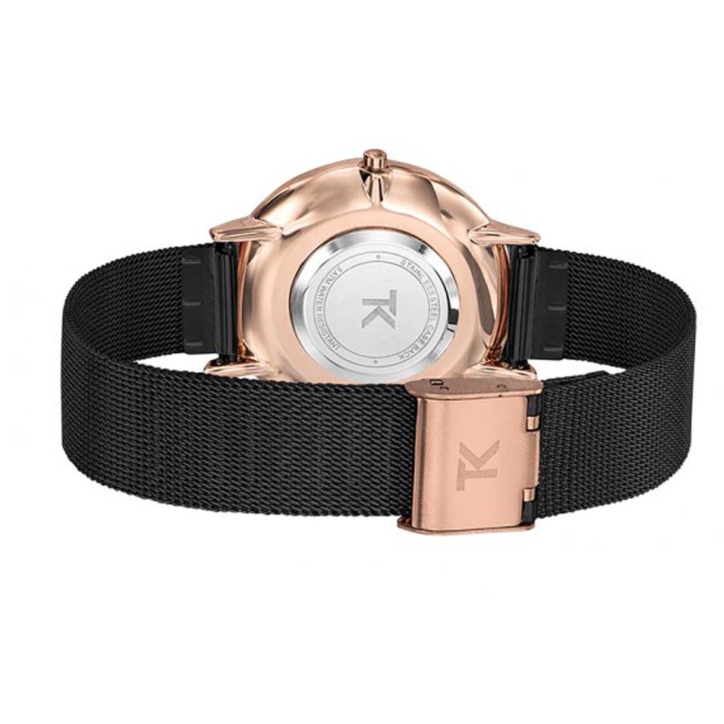 Les Trésors De Lily [P9148] - Montre acier 'Trendy' noir doré rosé - 35 mm