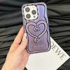 For iPhone 13 Pro Max 6.7 Inch Cover Heart Shape Kickstand TPU Electroplated Cell Phone Case