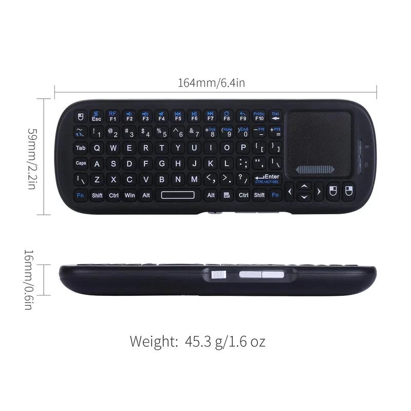 Mini Bluetooth 2.4GHz bezdrátová klávesnice s touchpadem myší Combo pro Android TV Box/PC/Tablet/PS4/Raspberry Pi 3/HTPC