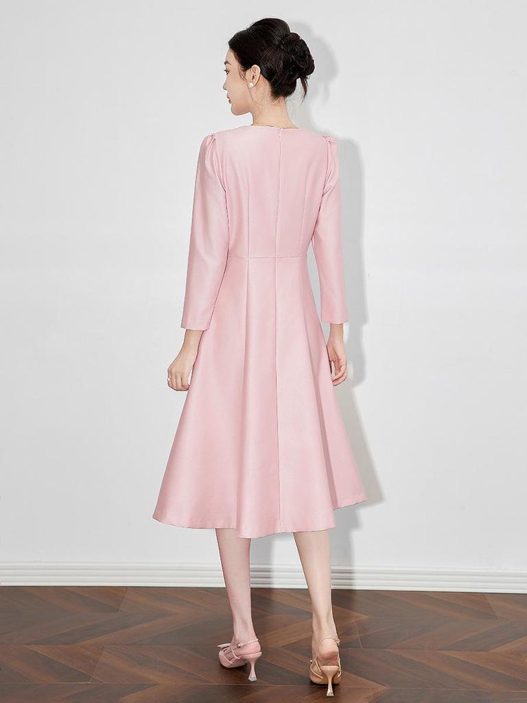 Elegant A-Line Evening Dress with Nail Beading and High-End Luster for Women