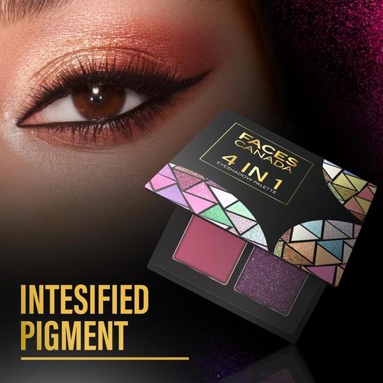 FACESCANADA 4 In 1 Quad Eyeshadow Palette Powder-Wicked Fantasy 03, 4.8G|Shimmer & Matte Shades|Satin Matte Finish Eye Shadow Quartet|Intense Pigment